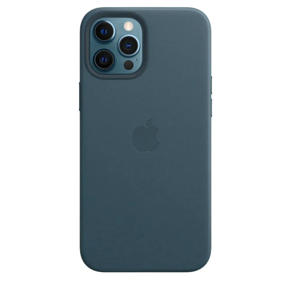 iPhone 15 Leather Magsafe Case With IC Working - Batlic Blue