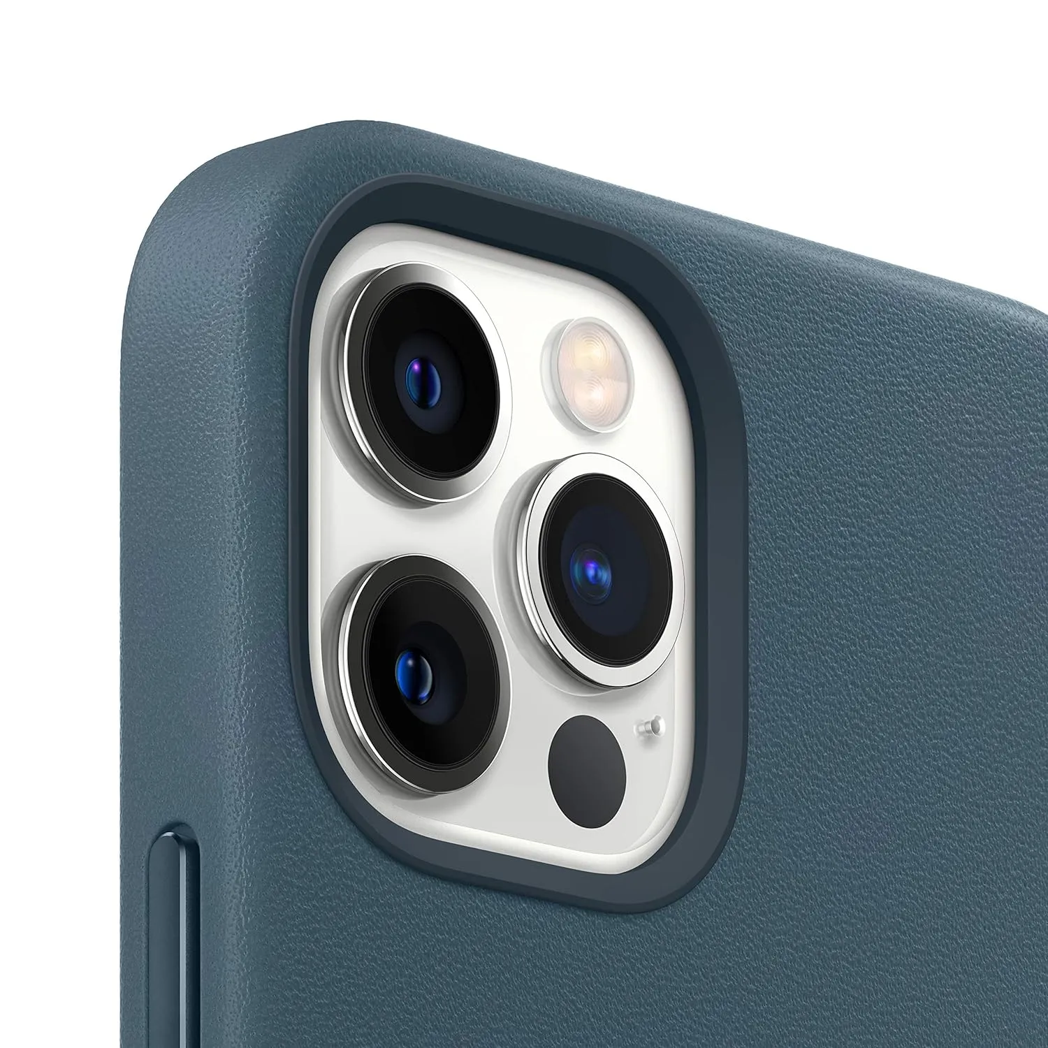 iPhone 15 Leather Magsafe Case With IC Working - Batlic Blue