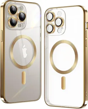 iPhone 16 Pro Max Gold Electro MagSafe Case With Camera Glass Protection