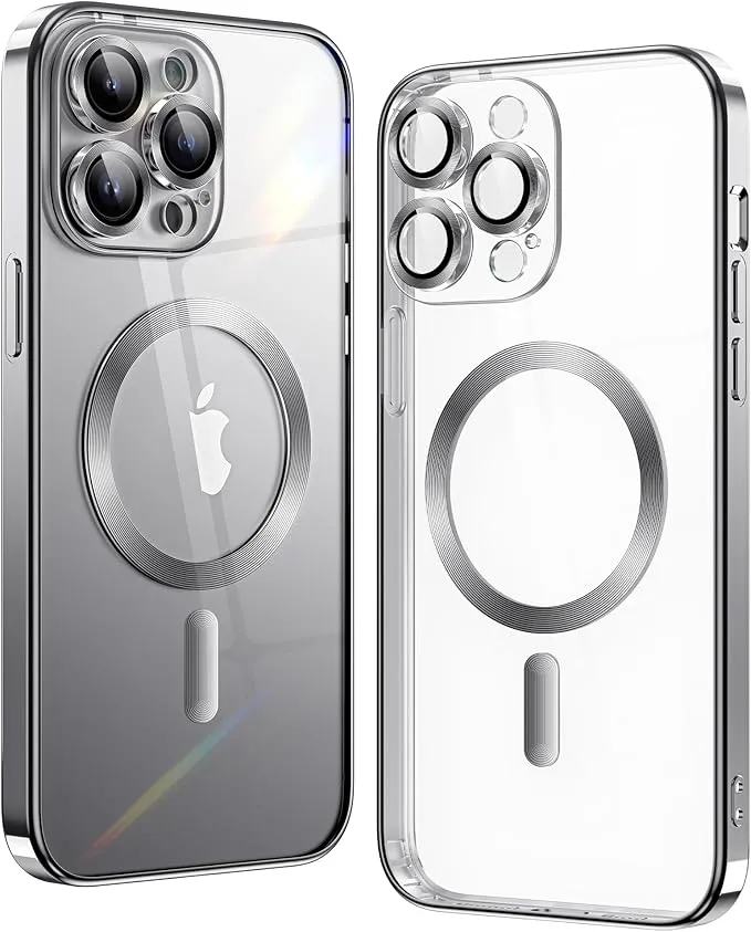 iPhone 16 Pro Silver Electro MagSafe Case With Camera Glass Protection