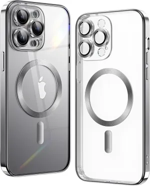iPhone 16 Pro Silver Electro MagSafe Case With Camera Glass Protection