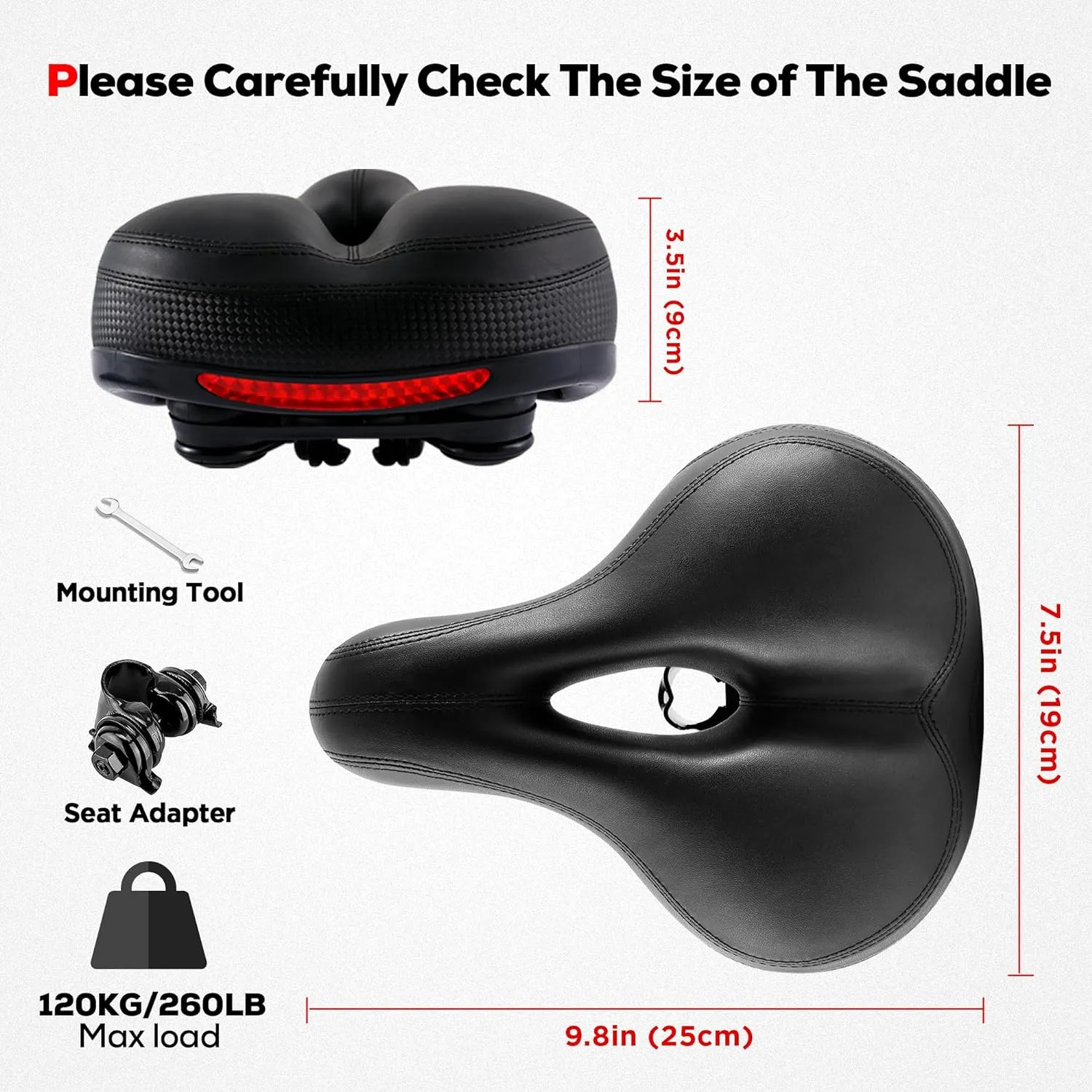 IPOW Comfort Bike Seat for Women or Men, Bicycle Saddle Replacement Padded Soft High Density Memory Foam with Dual Shock Absorbing Rubber Balls Suspension Universal Fit for Indoor/Outdoor Bikes