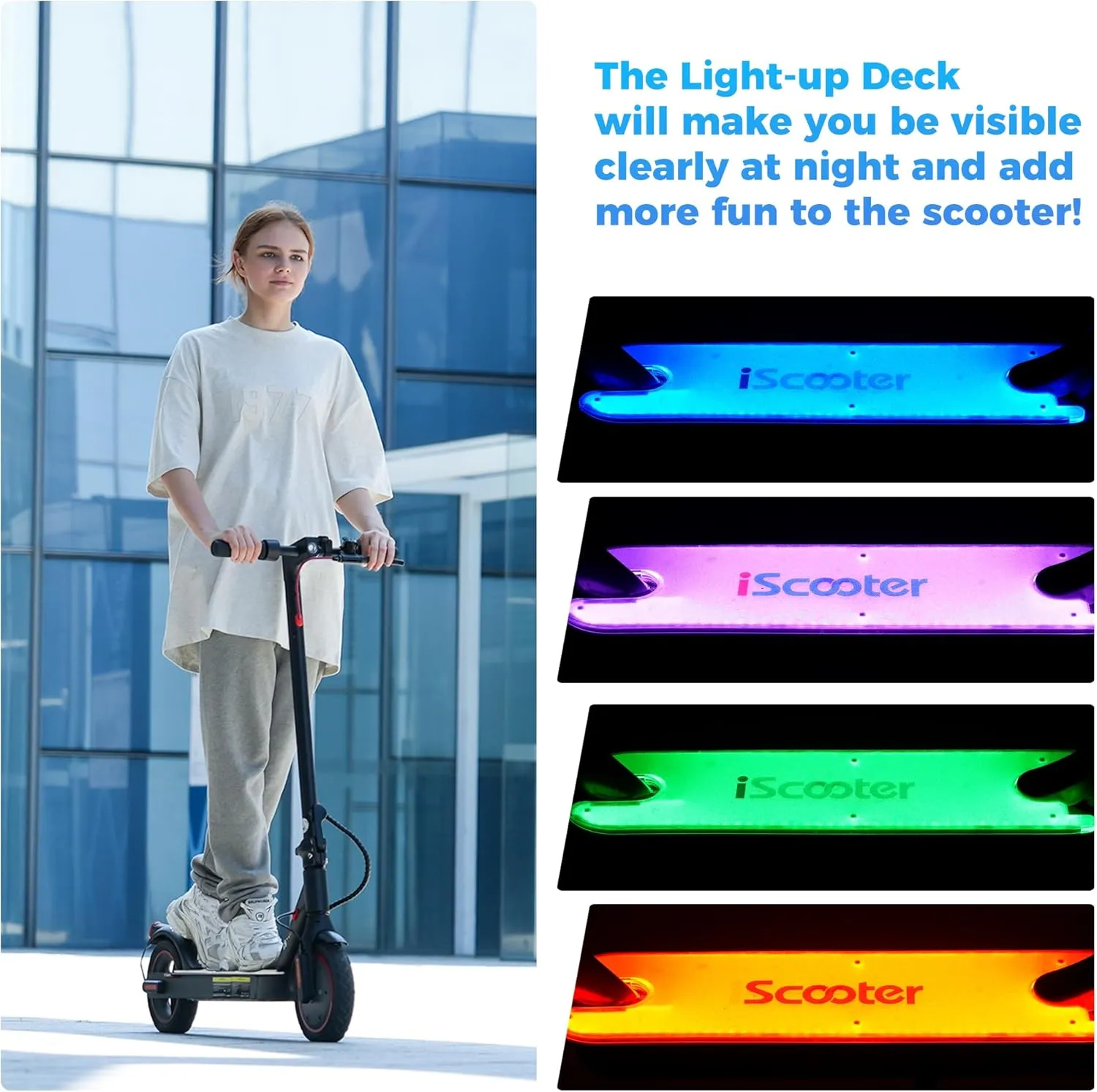 iScooter Electric Scooter for Adults & Teens, 25/19/18 Miles Long Range, 21/20/19 Mph Top Speed, 500W Peak Motor, Foldable and Portable Commuting E-Scooter with Cruise Control & Dual Braking System