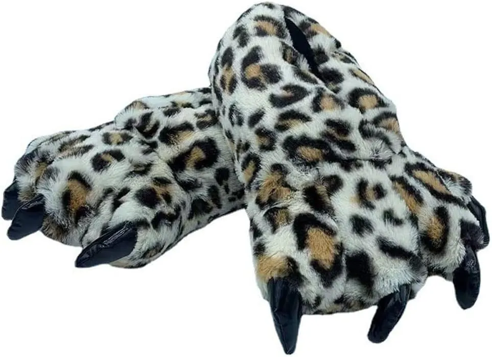 JadeRich Adults' Animal Paw Slippers Leopard Tiger Monster Claw Shoes Party Fun Costume House Shoes for Unisex