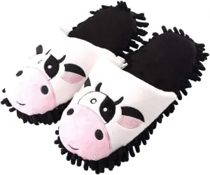 JadeRich Women's Cute Cartoon Animal Plush Fleece Indoor Shoes Lightweight Mop Slippers