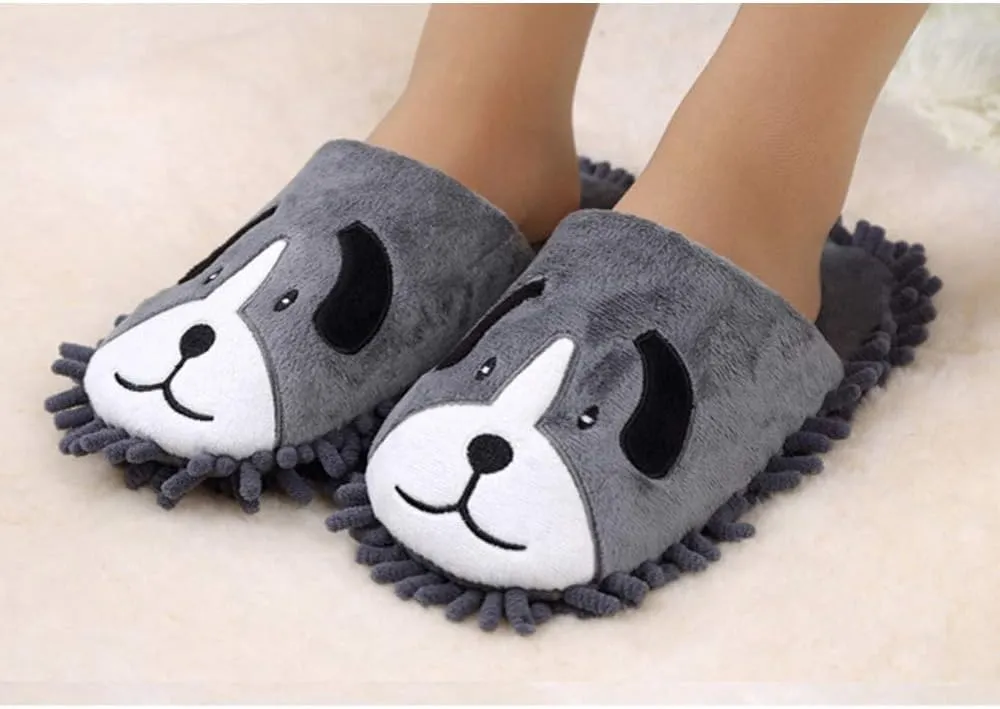 JadeRich Women's Cute Cartoon Animal Plush Fleece Indoor Shoes Lightweight Mop Slippers