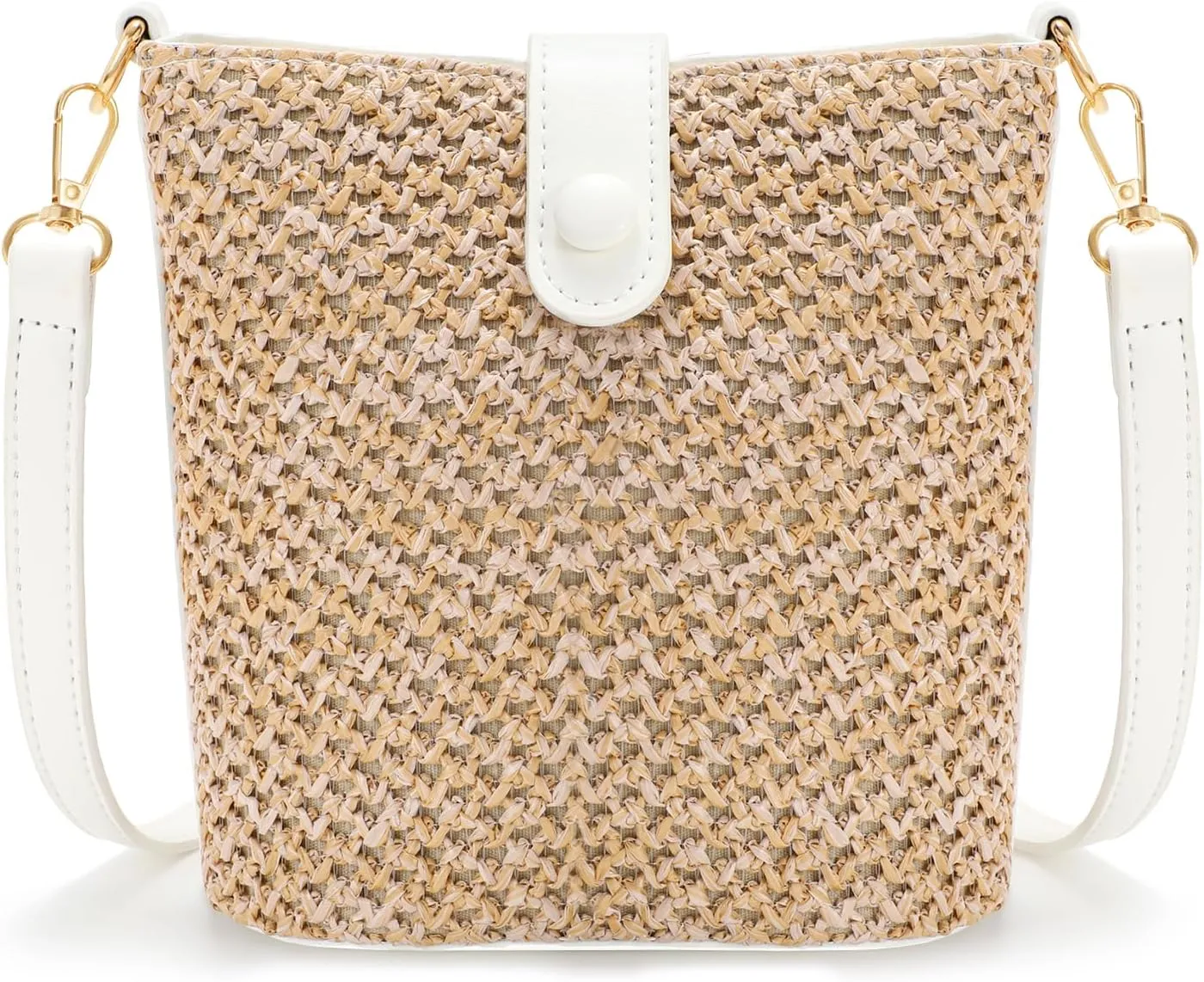 JASGOOD Straw Beach Tote Bag Summer Boho Woven Bags Women Straw Crossbody Handbag Purses Shoulder Bag Small Bucket Bag