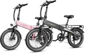 Jasion Electric Bike for Adults, 1000W Peak Motor up to 25MPH Top Speed, Aluminum 20'' Fat Tire Electric Bike Built-in 48V Removable Battery with 55 Max Miles Ebike, EBS Folding Ebikes for Adults