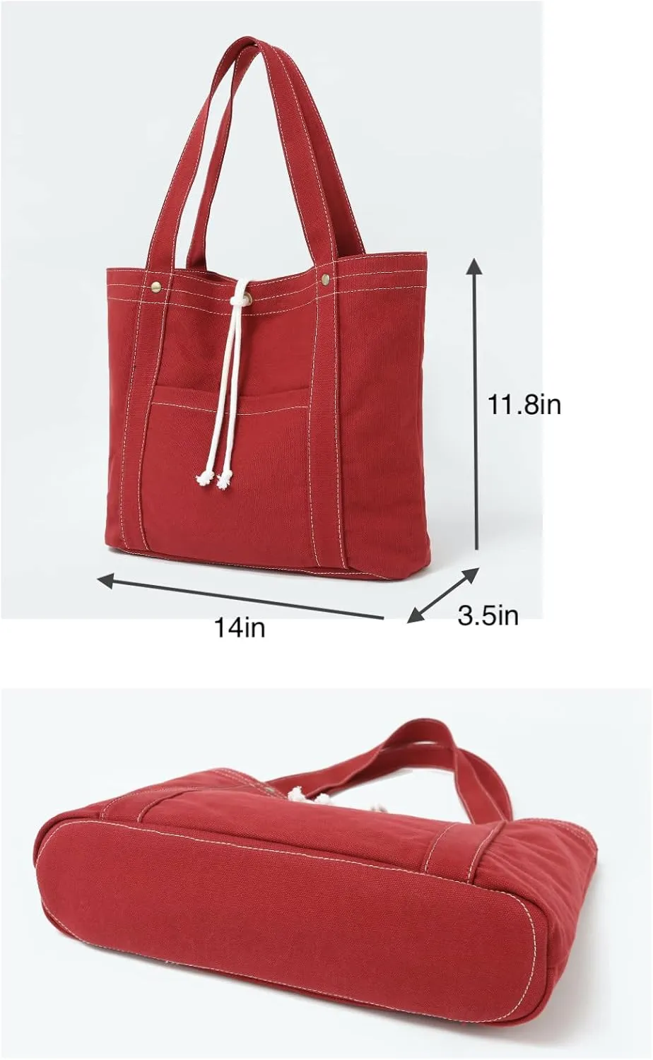 Jeelow Canvas Tote Handbag Shoulder Bag Crossbody Purses Double Pockets For Men & Women