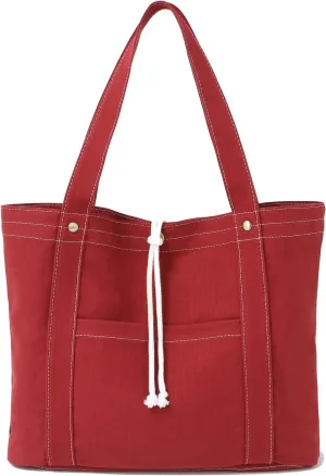 Jeelow Canvas Tote Handbag Shoulder Bag Crossbody Purses Double Pockets For Men & Women