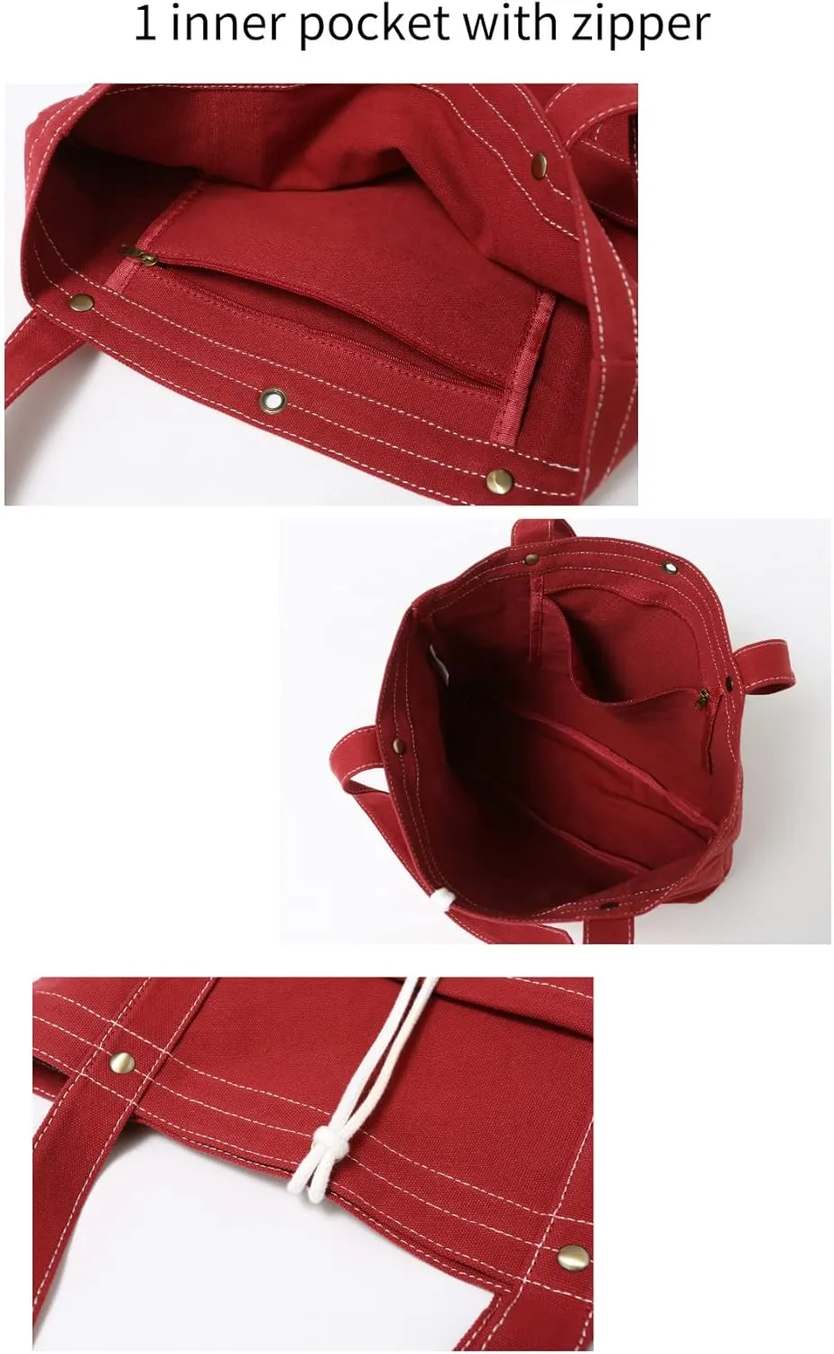 Jeelow Canvas Tote Handbag Shoulder Bag Crossbody Purses Double Pockets For Men & Women