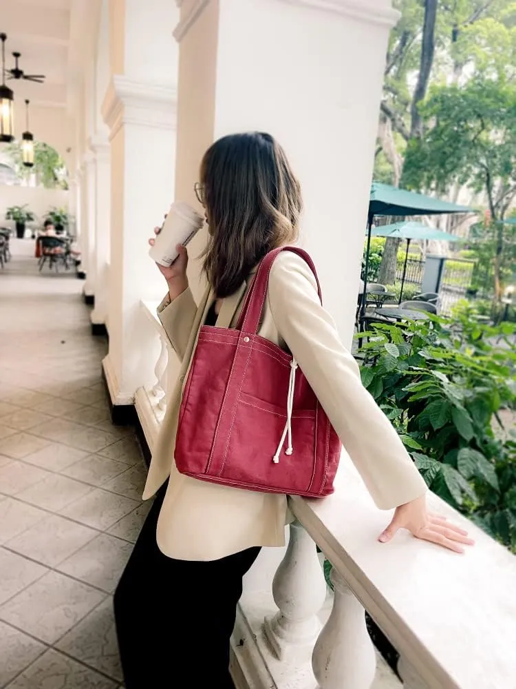 Jeelow Canvas Tote Handbag Shoulder Bag Crossbody Purses Double Pockets For Men & Women