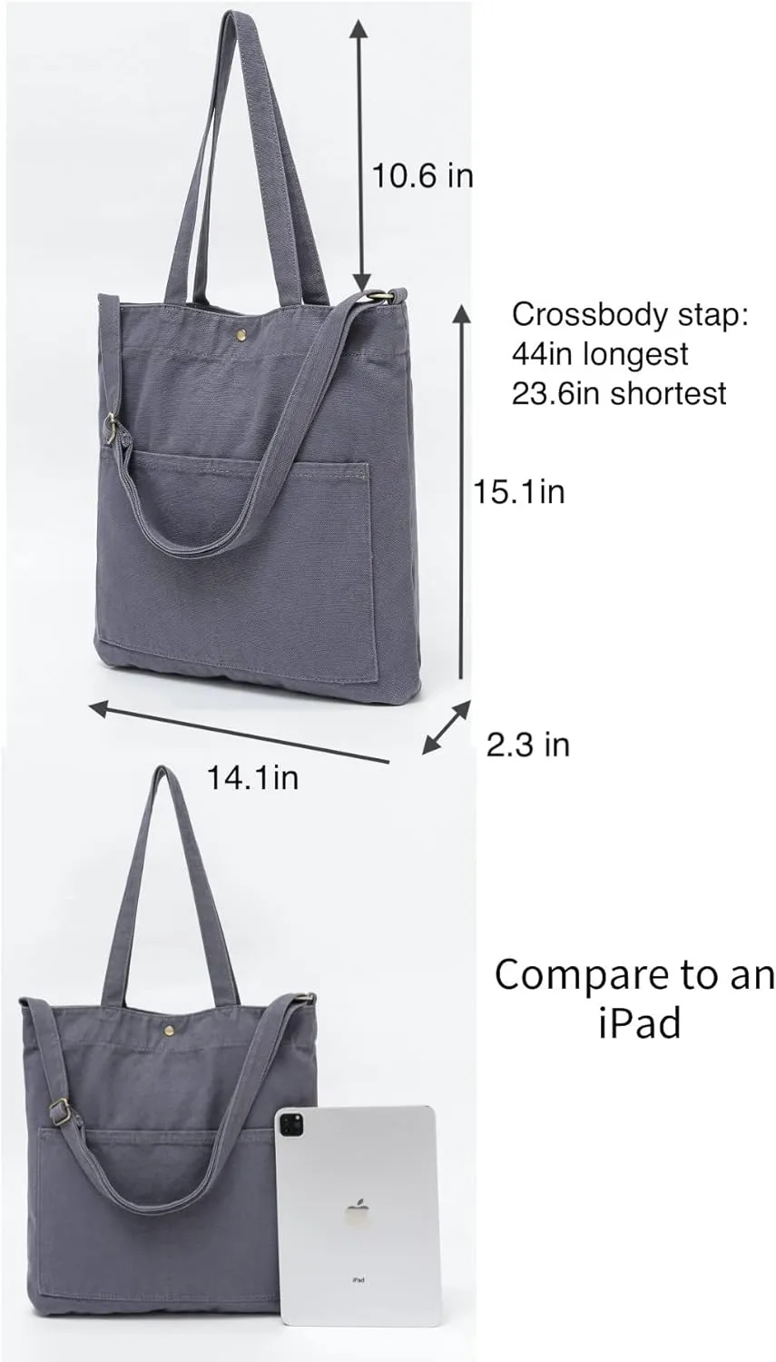 Jeelow Heavy Duty Canvas Travel Tote Handbag Shoulder Crossbody Bags Purse For Men & Women