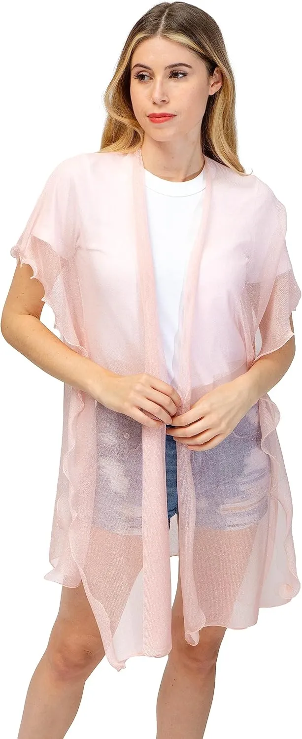 Jessica McClintock Beach Cover Up Swimsuit Sheer Kimono Cardigan