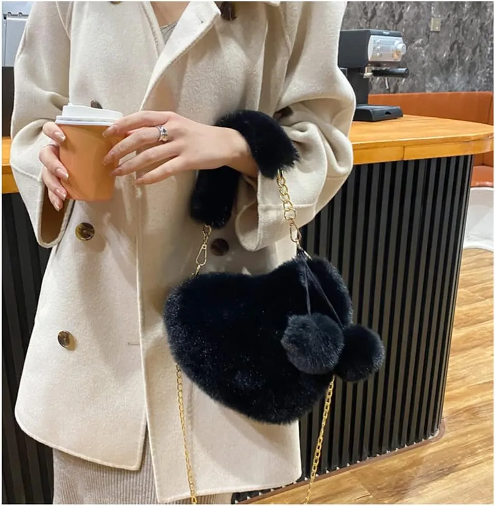 JHVYF Women Cute Plush Crossbody Bag Chic Small Shoulder Purse Cell Phone Wallet For Girls