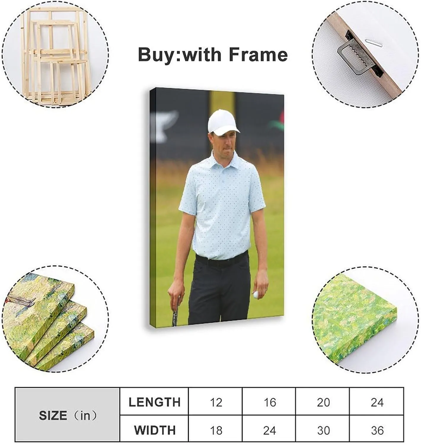 Jordan Spieth Golf Poster01 Canvas Poster Bedroom Decor Sports Landscape Office Room Decor Gift Frame:12x18inch(30x45cm)