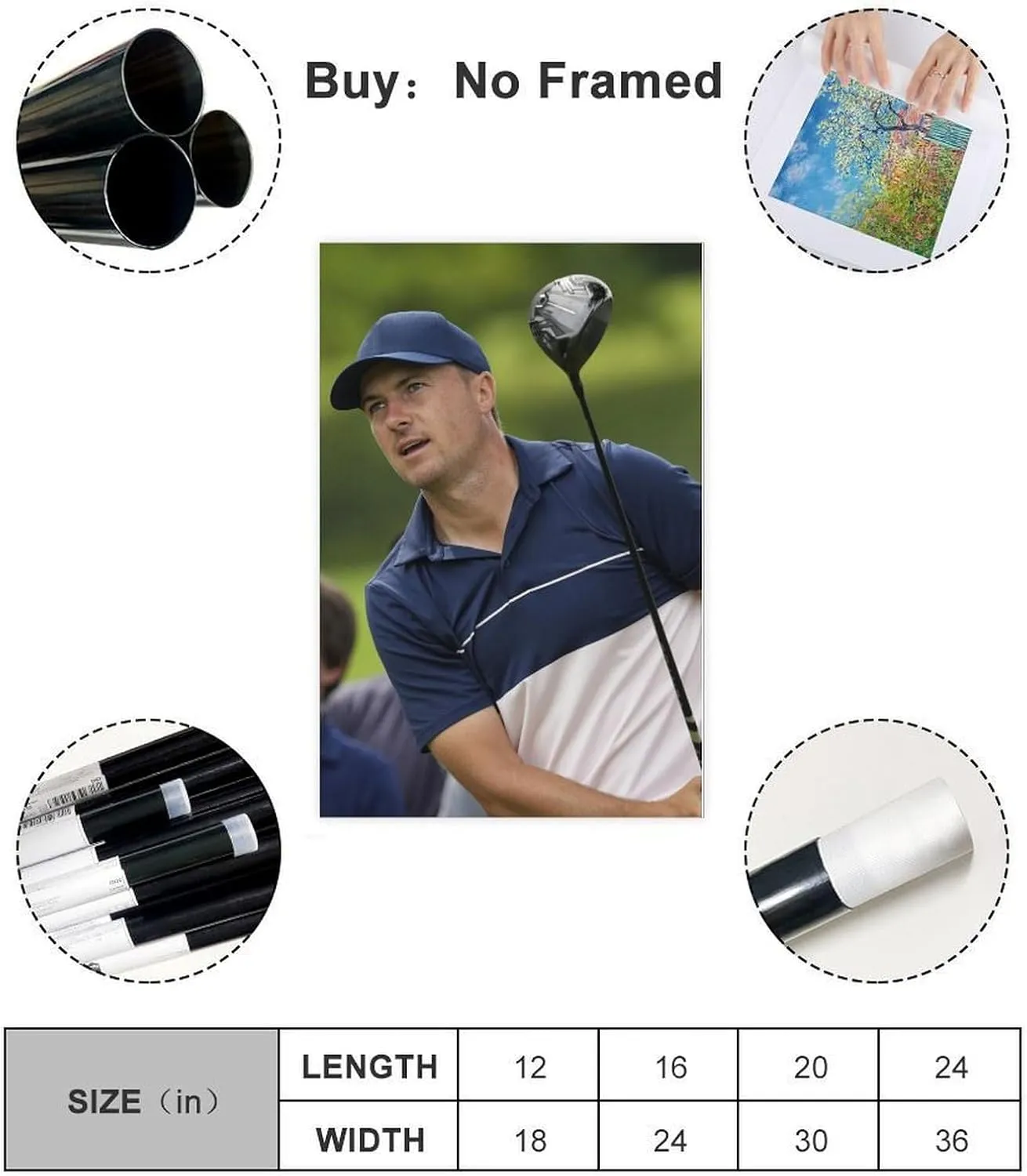 Jordan Spieth Golf Poster34 Canvas Poster Wall Art Decor Print Picture Paintings for Living Room Bedroom Decoration Unframe:24x36inch(60x90cm)