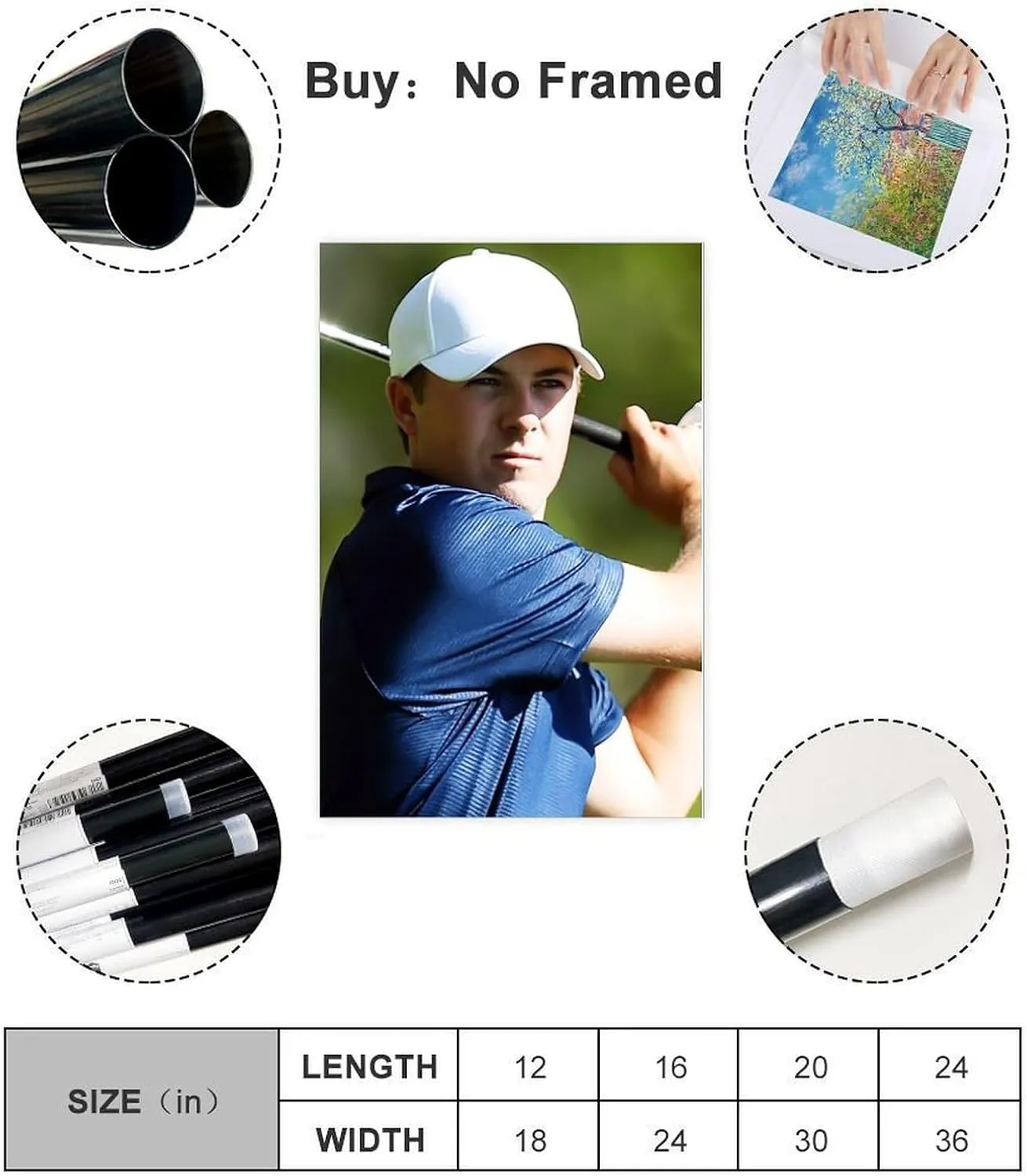 Jordan Spieth Golf Poster42 Canvas Poster Wall Art Decor Print Picture Paintings for Living Room Bedroom Decoration Unframe:12x18inch(30x45cm)