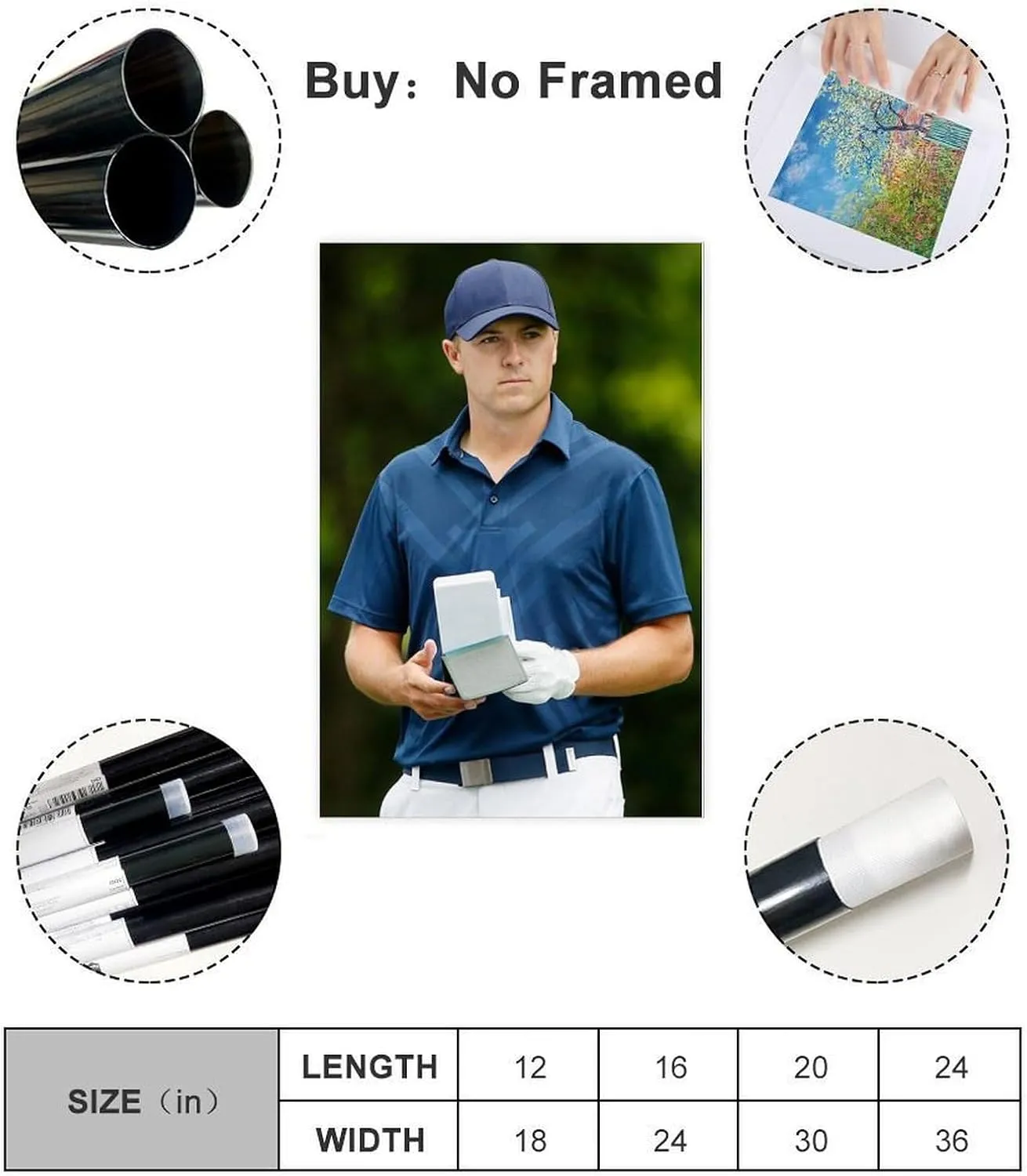 Jordan Spieth Golf Poster55 Canvas Poster Bedroom Decor Sports Landscape Office Room Decor Gift Unframe:24x36inch(60x90cm)