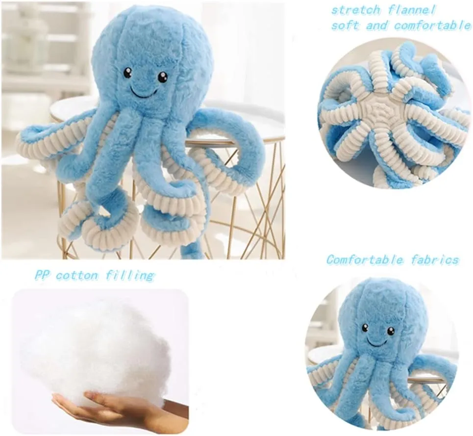 JOSON Cute Octopus Plush Toys, Soft Octopus Stuffed Animals, Girls and Boys Adult Birthday (16 Inch, Blue)