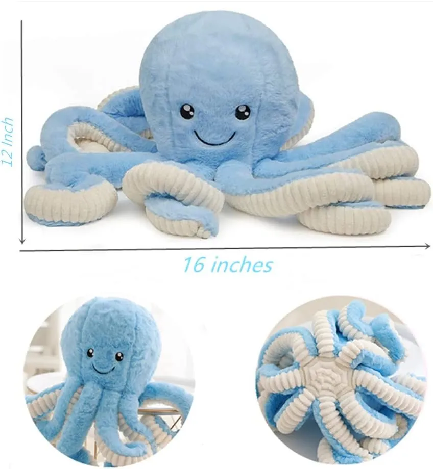 JOSON Cute Octopus Plush Toys, Soft Octopus Stuffed Animals, Girls and Boys Adult Birthday (16 Inch, Blue)