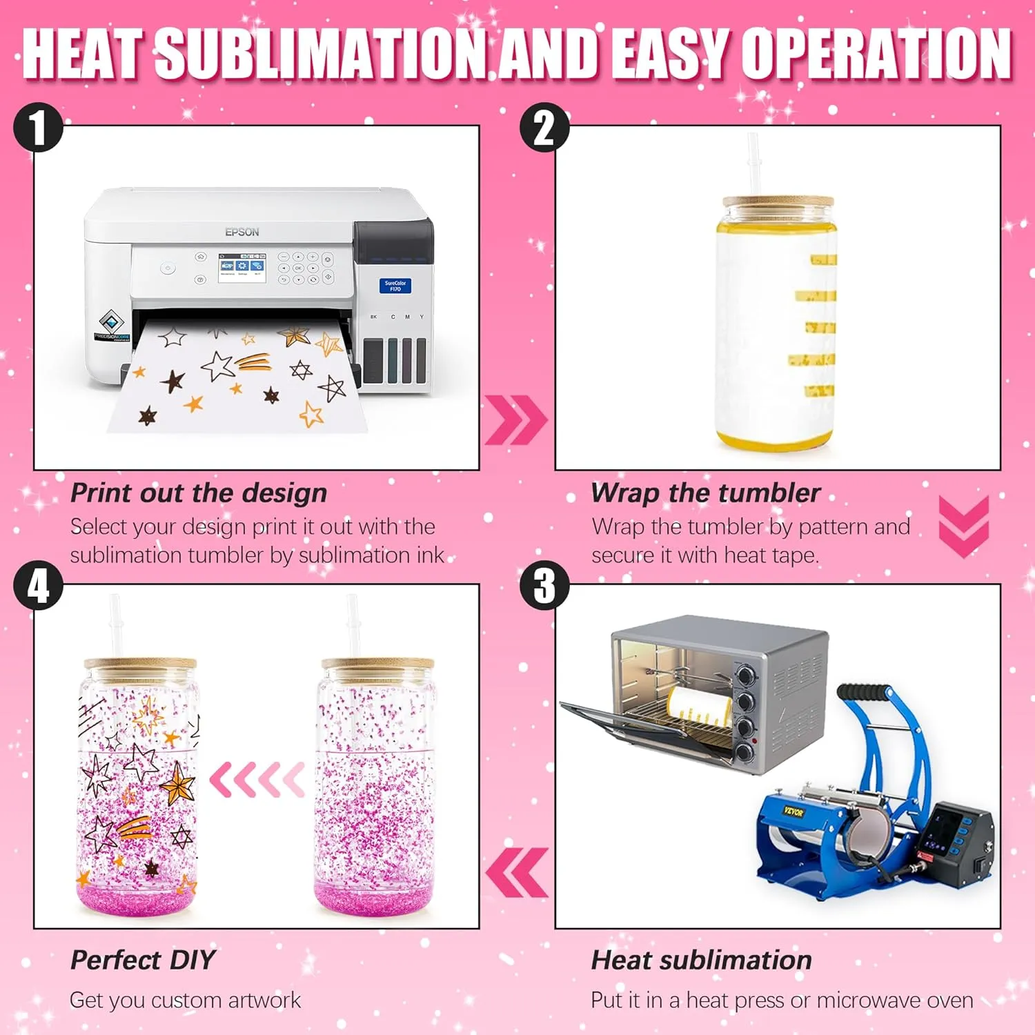 Joyclub 4 Pack Sublimation Snow Globe Tumbler Pre Drilled Beer Can Shaped, 16oz Double Wall Sublimation Glass Cups with Lids and Straws for Snow Globe Glitter DIY Smoothie Soda Boba Tea Cocktail