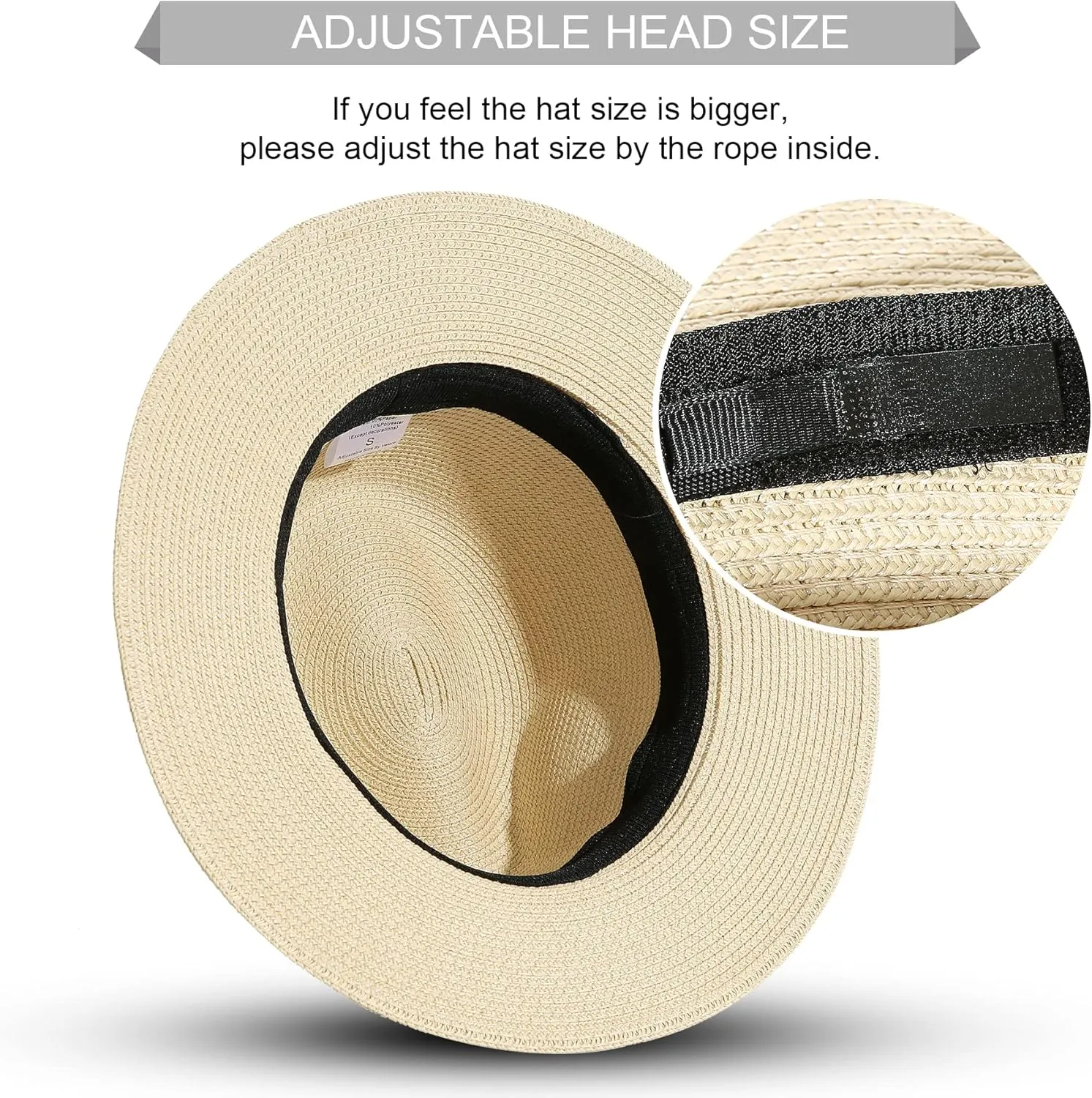 JOYEBUY Womens UPF50 Foldable Summer Straw Hat Wide Brim Fedora Sun Beach hat