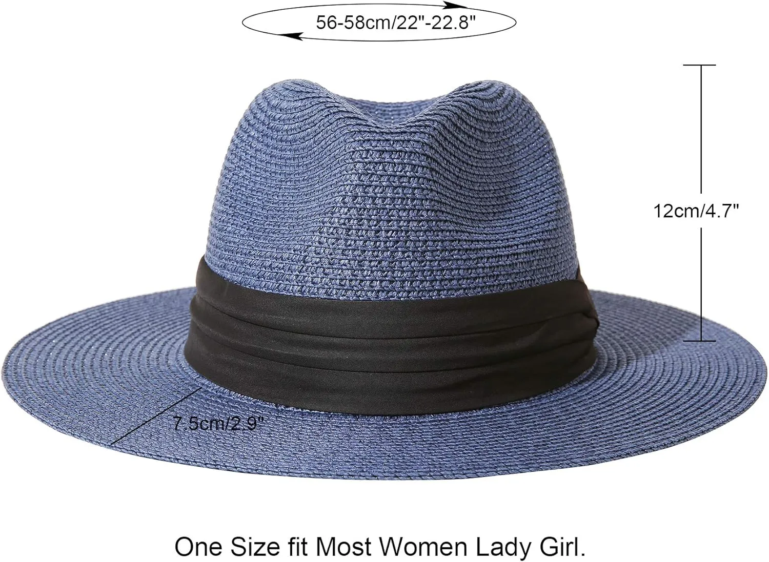 JOYEBUY Womens UPF50 Foldable Summer Straw Hat Wide Brim Fedora Sun Beach hat