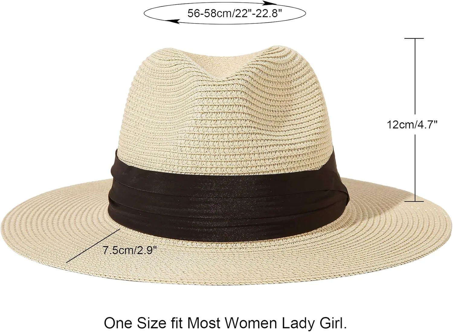 JOYEBUY Womens UPF50 Foldable Summer Straw Hat Wide Brim Fedora Sun Beach hat
