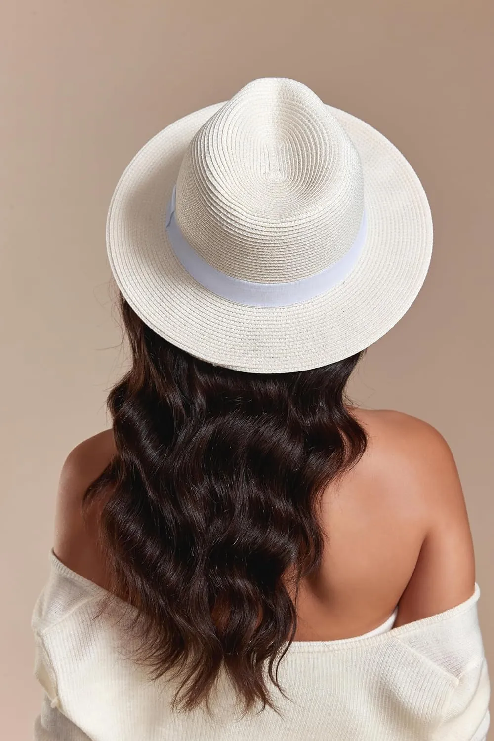 Joywant Womens Straw Fedora Beach Sun Hat, Packable Wide Brim Panama Hat for Women UV UPF50  Summer Hat