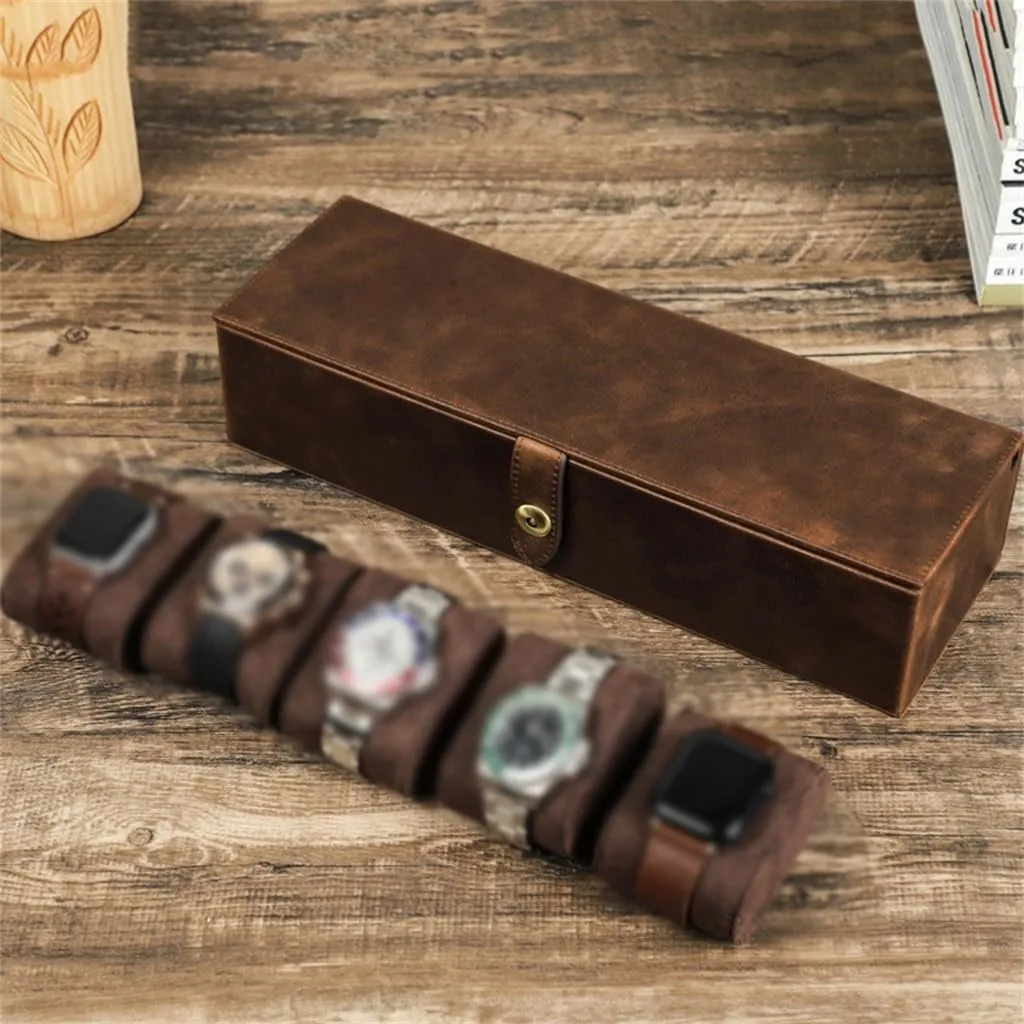 JSEIAJB Leather Five Position Watch Storage Box Travel Portable Multi Compartment Mechanical Watch Watch Case