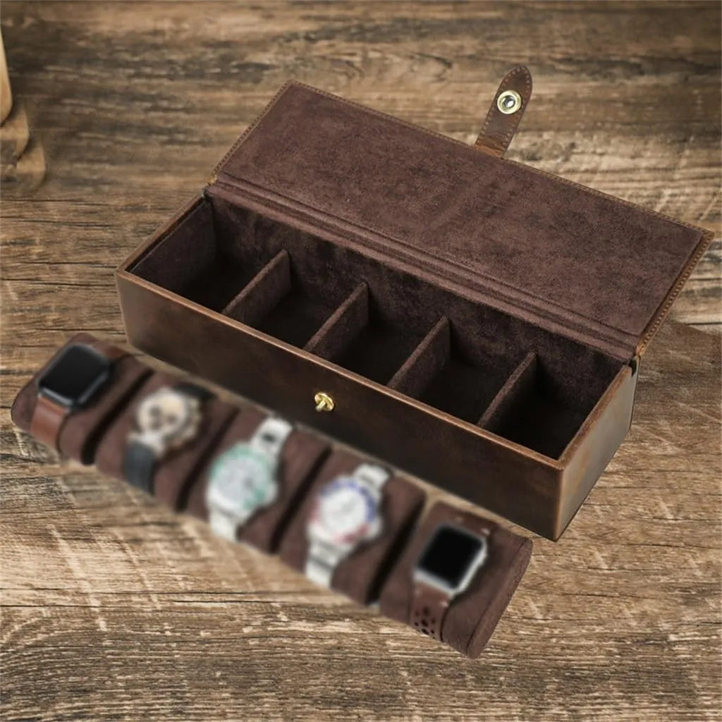 JSEIAJB Leather Five Position Watch Storage Box Travel Portable Multi Compartment Mechanical Watch Watch Case