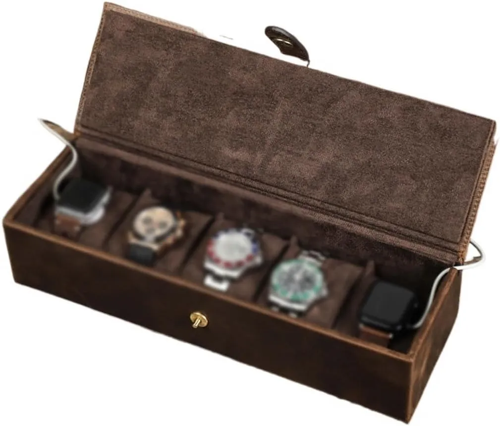 JSEIAJB Leather Five Position Watch Storage Box Travel Portable Multi Compartment Mechanical Watch Watch Case