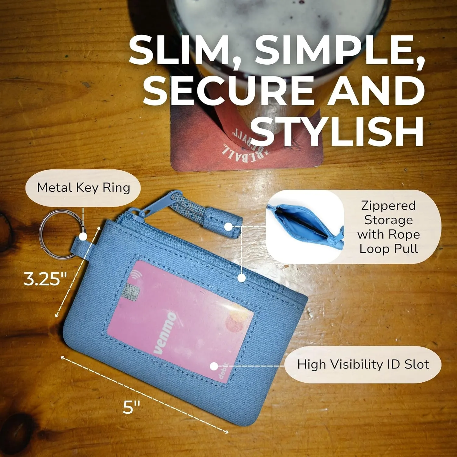 KAVU Stirling Double Sided Slim Cotton Canvas Zip Wallet