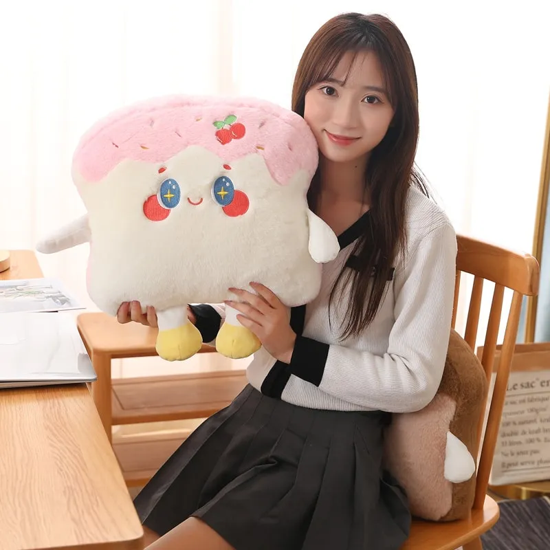 Kawaii Cartoon Strawberry Cherry Toast Pillow
