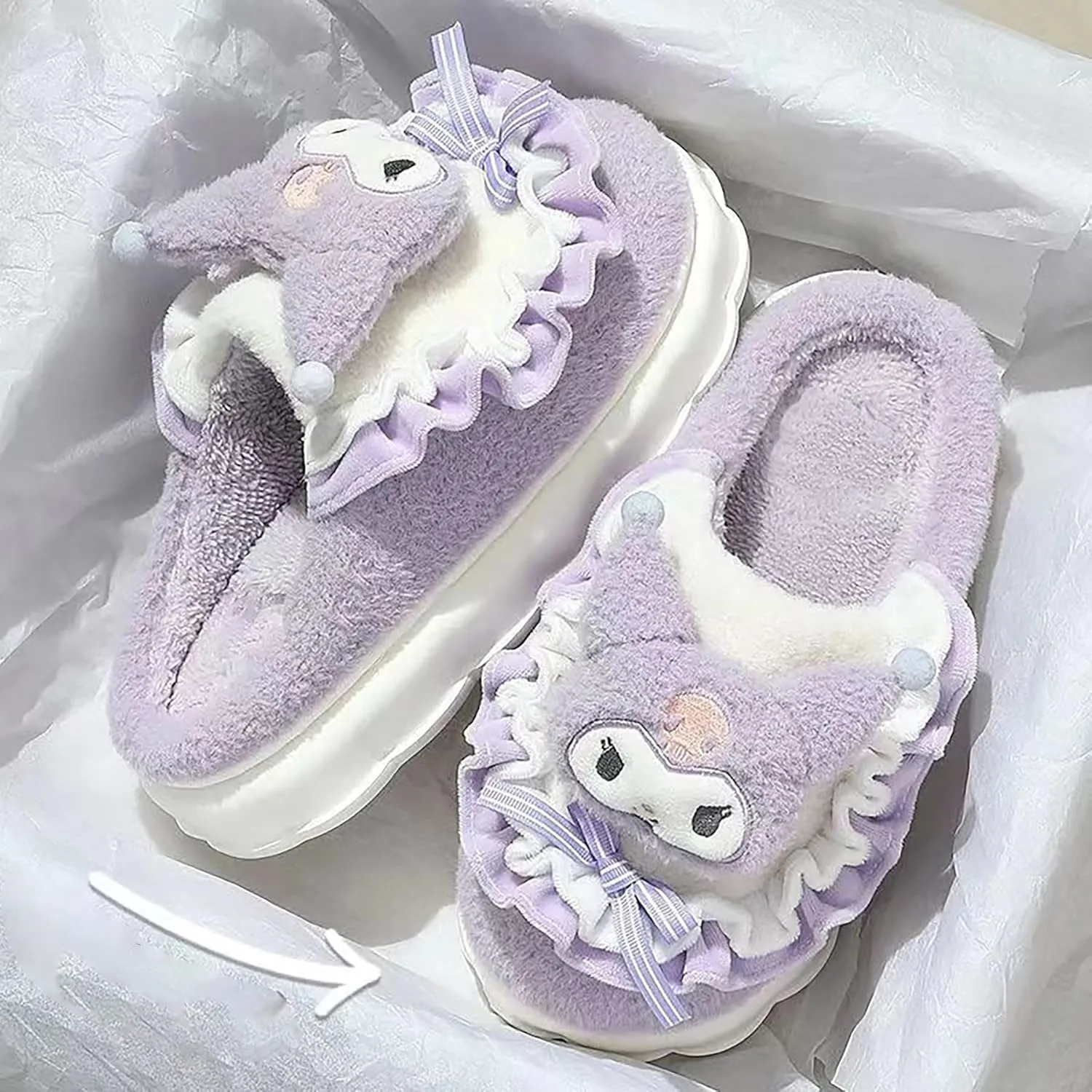 Kawaii Cotton Slippers - Cute Plush Women's Home Shoes