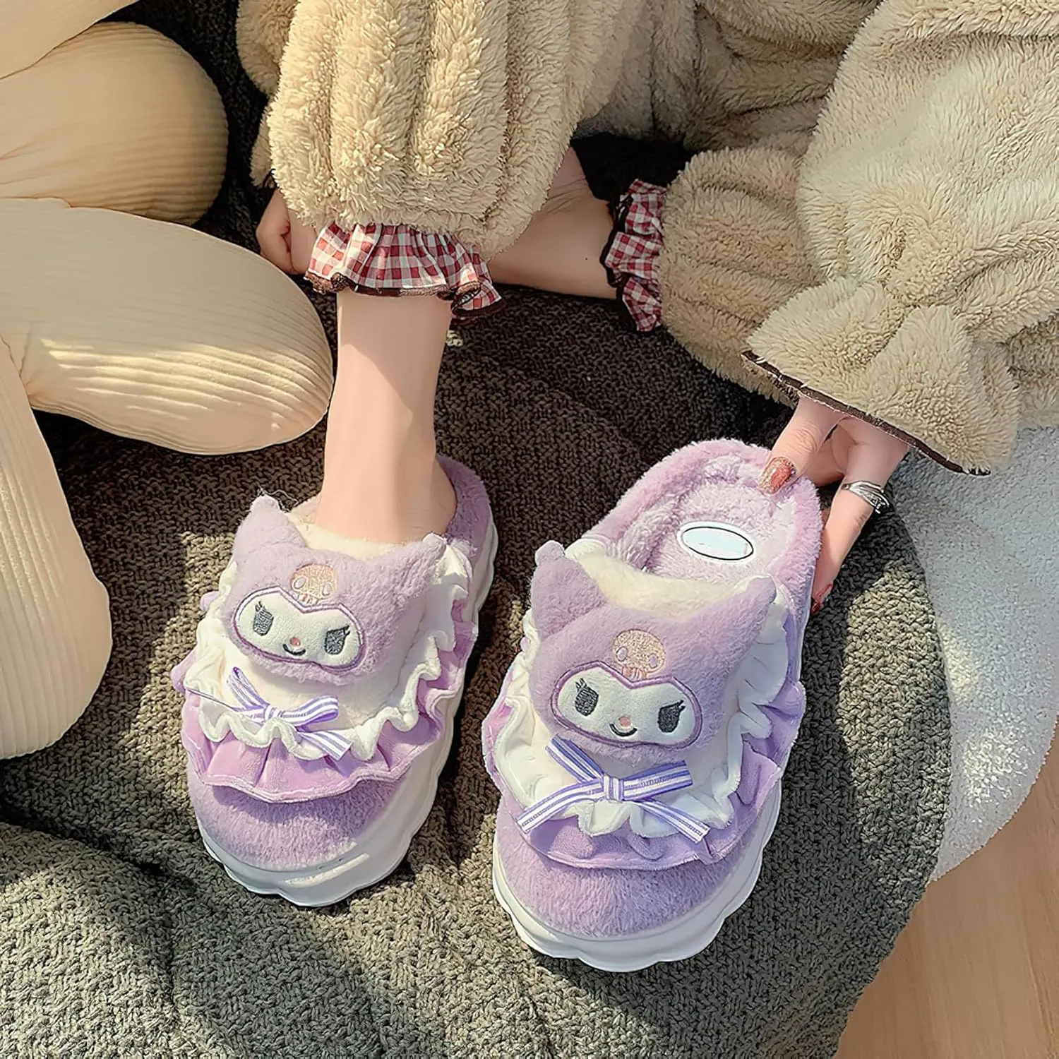 Kawaii Cotton Slippers - Cute Plush Women's Home Shoes