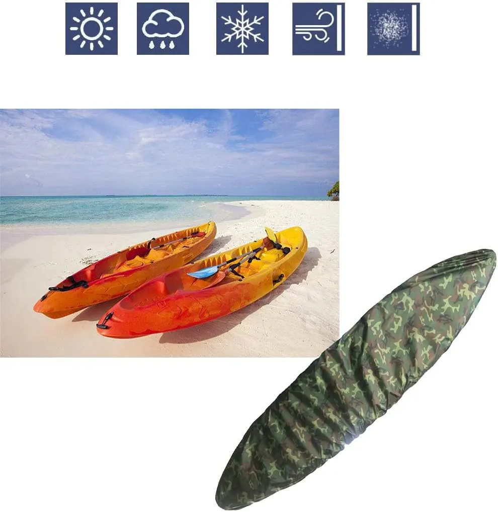 Kayak Cover,Kayak Canoe Dust Cover for Outdoor/Indoor Storage, Waterproof & UV Resistant,Outdoor Fishing Boat Cover (Green Camouflage, 11.8-13.1ft)