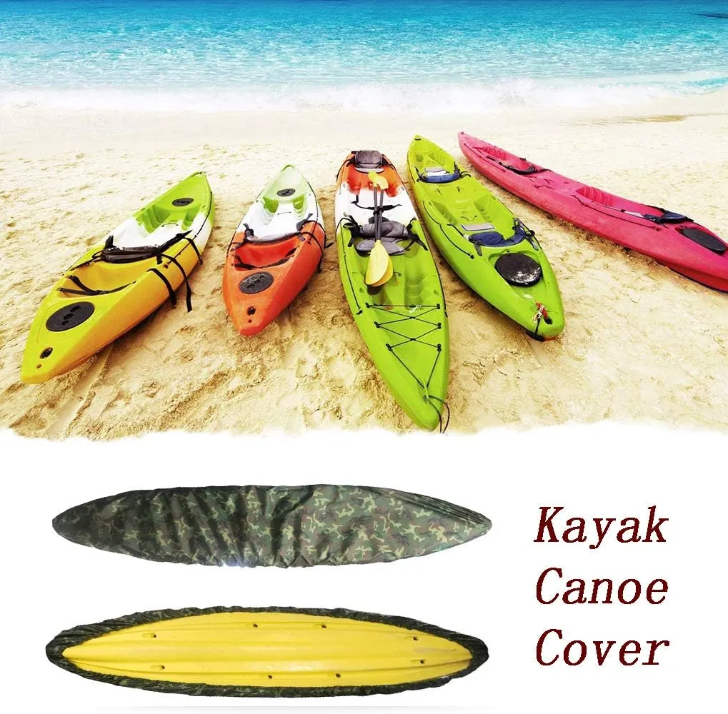 Kayak Cover,Kayak Canoe Dust Cover for Outdoor/Indoor Storage, Waterproof & UV Resistant,Outdoor Fishing Boat Cover (Green Camouflage, 11.8-13.1ft)