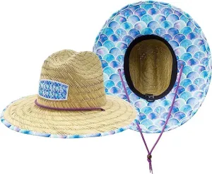 KC Republic Fabric Pattern Print Straw Kids Boys Sunhat, Ages 3 , Lifeguard Hat, Beach, Swim, Fishing, Fits All, Malabar Hat