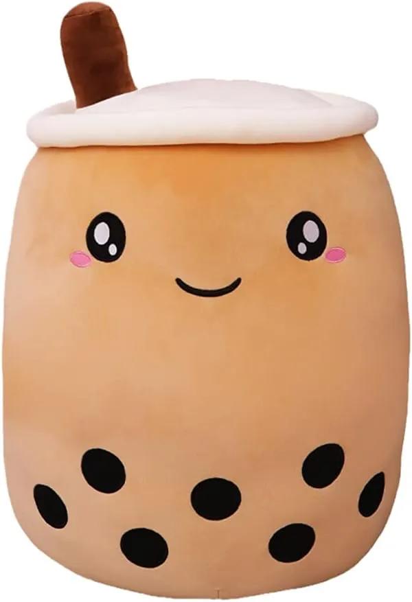 KEDE Cartoon Bubble Tea Plush Pillow,Plush Boba Tea Cup Toy Figurine Toy,Multiple Sizes Cute Bubble Tea Cup Shaped Pillow (A-1,13.7'')