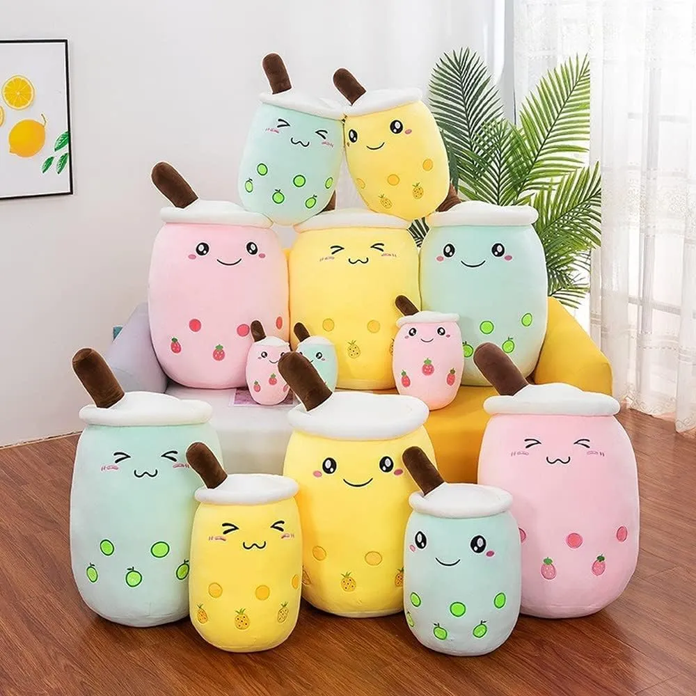 KEDE Cartoon Bubble Tea Plush Pillow,Plush Boba Toy Figurine Toy,Multiple Sizes Cute Cup Shaped Pillow (C-2,13.7'')