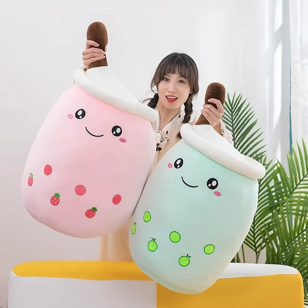 KEDE Cartoon Bubble Tea Plush Pillow,Plush Boba Toy Figurine Toy,Multiple Sizes Cute Cup Shaped Pillow (C-2,13.7'')