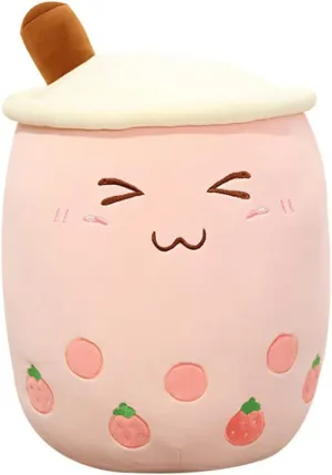 KEDE Cartoon Bubble Tea Plush Pillow,Plush Boba Toy Figurine Toy,Multiple Sizes Cute Cup Shaped Pillow (C-2,13.7'')