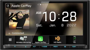 KENWOOD DMX958XR EXCELON Reference 6.8" Full HD Capacitive Touchscreen Car Stereo Receiver, Wireless Apple Carplay/Android Auto, Bluetooth, AM/FM HD Radio, MP3 Player, USB Port, Double DIN, SiriusXM