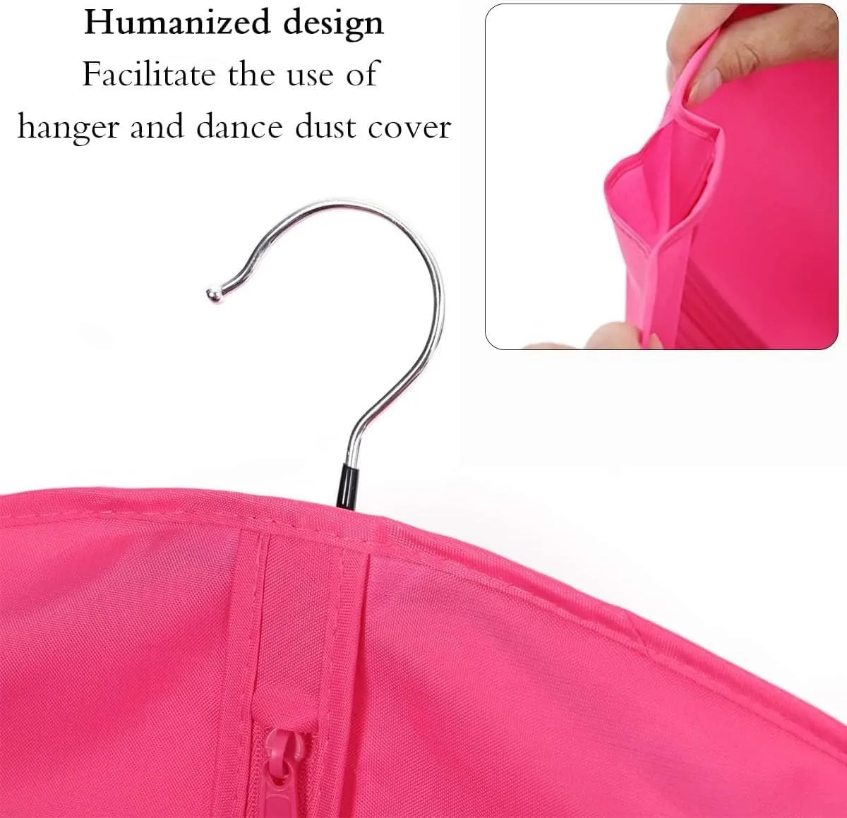 Kernorv Garment Bags Dance Costume Bags,51" Breathable Dance Dress Bag with 2 Zipper Mesh Pockets and Clear Window for Dance Costumes, Storage or Travel (5 Pack,Pink)