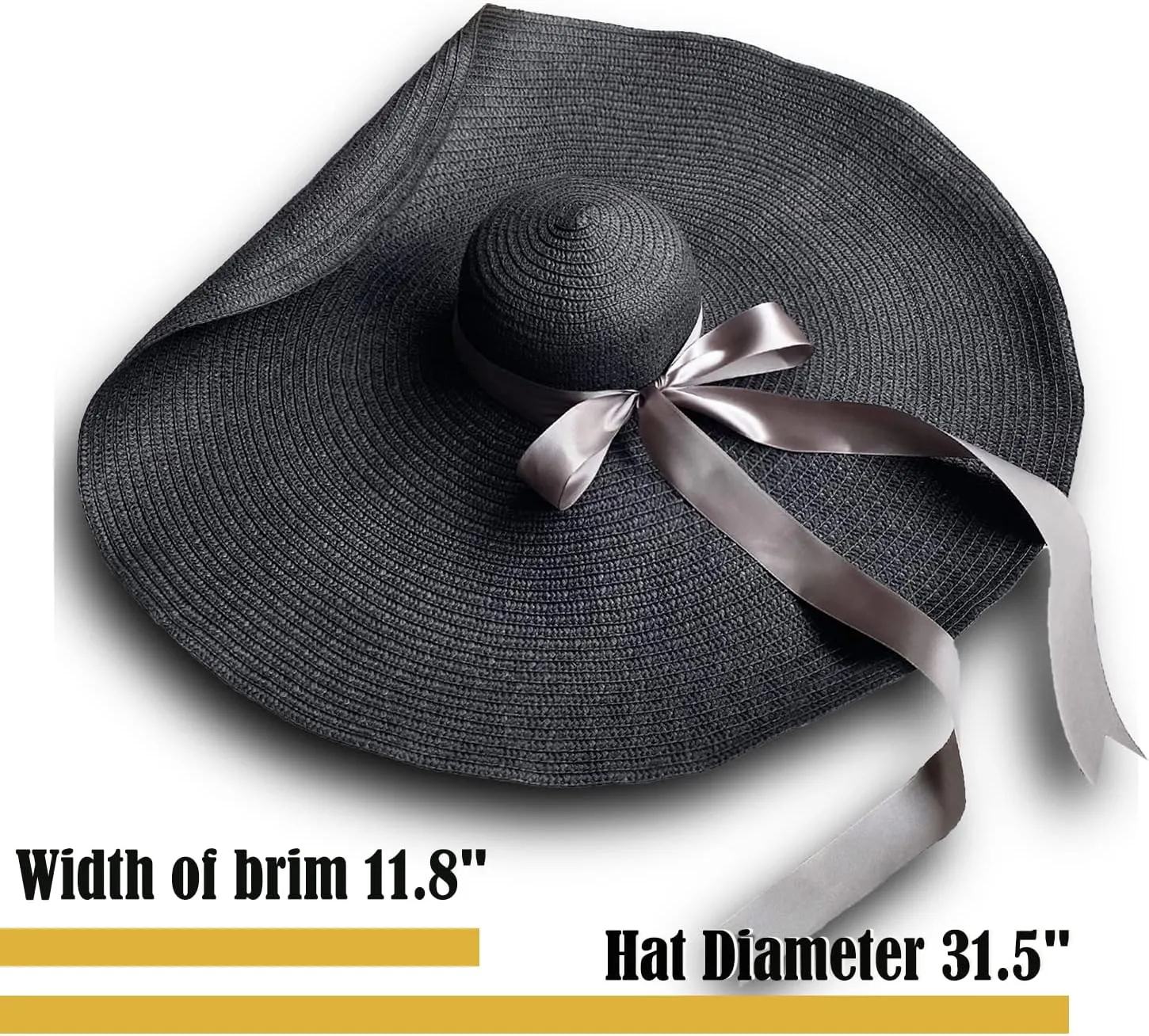 KEYDUACU Oversized Women's Beach hat, 31.5 inch (80cm) Wide Brim Foldable Beach Sunscreen Travel Summer hat