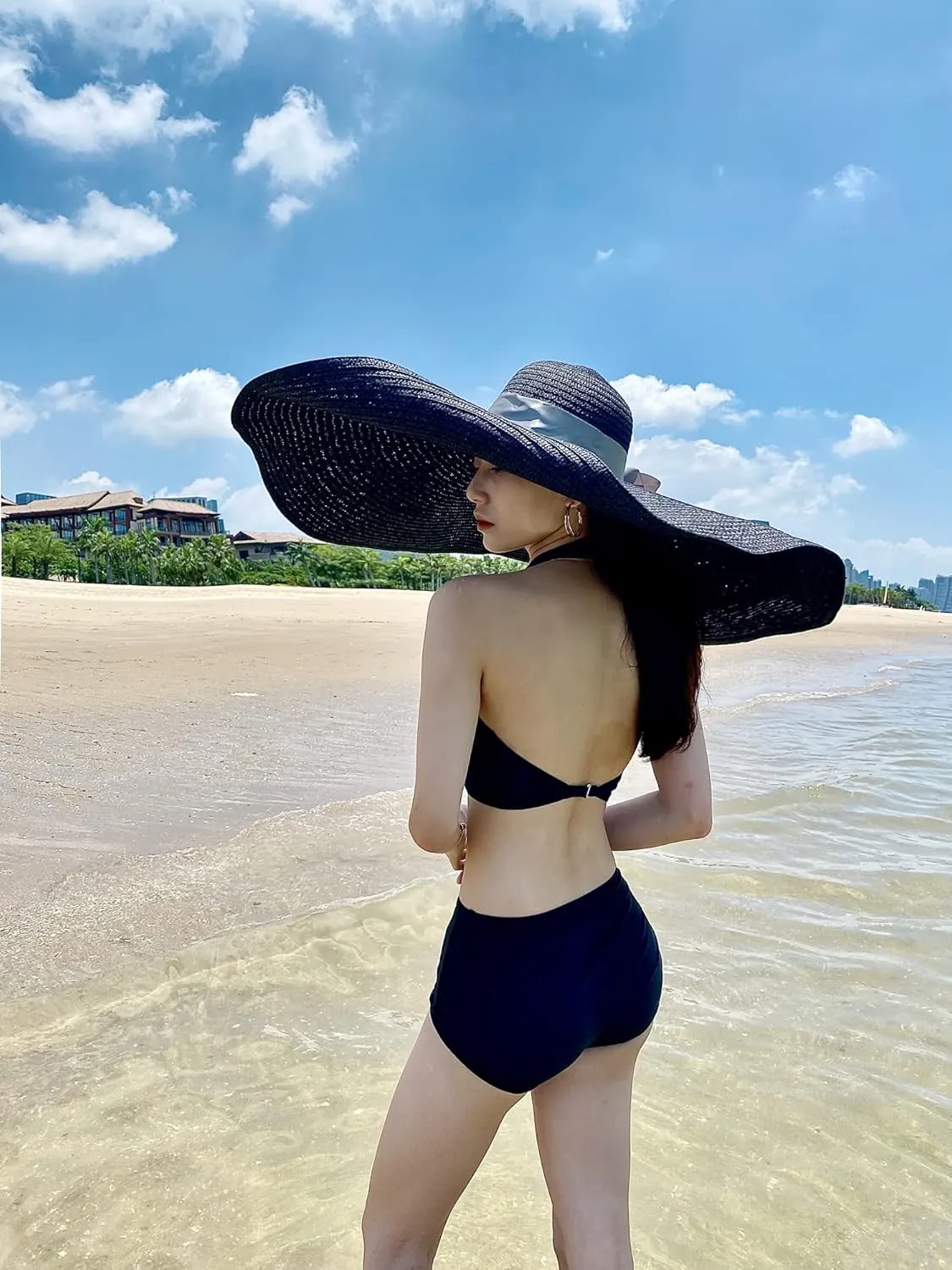 KEYDUACU Oversized Women's Beach hat, 31.5 inch (80cm) Wide Brim Foldable Beach Sunscreen Travel Summer hat