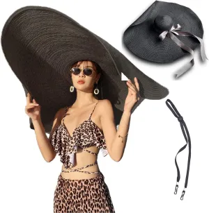 KEYDUACU Oversized Women's Beach hat, 31.5 inch (80cm) Wide Brim Foldable Beach Sunscreen Travel Summer hat