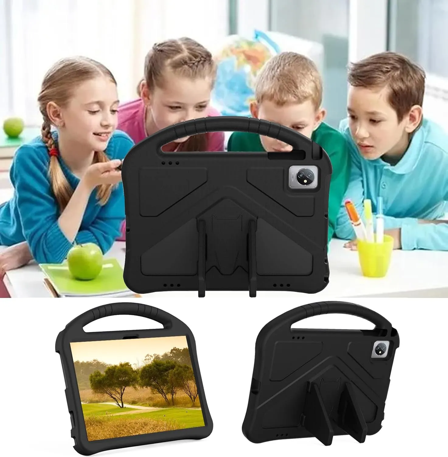 Kids Case for Dragon Touch Notepad 102 10 inch,with Handle and Kickstand Lightweight Shockproof Cover Compatible with Teclast M40Pro/M40Plus, Blackview Tab 8/7/70 WiFi 10.1" Black